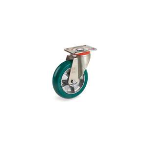 TELLURE ROTA - 629013 TR Roll' roues en polyuréthane avec profil rond ergonomique, centre en aluminium, support moyen-lourd pivotant - Product Image 1