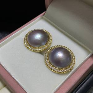 ต่างหูมุกเซาท์ซีทรงกลมชุบทองคำขาว S925 ประดับมุกหรูหราสำหรับงานปาร์ตี้ ขนาด 19-20 มม. รุ่น Bazaar Banquet Star Series - Product Image 2