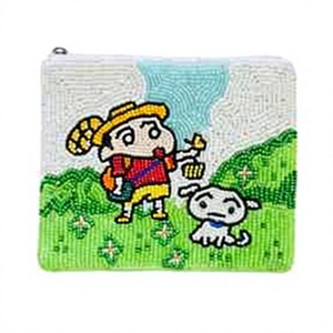 Beaded Cartoon <b>Coin</b> <b>Purse</b> With Character Design Zipper Closure Mini Size Unisex Handmade Style - Product Image 1