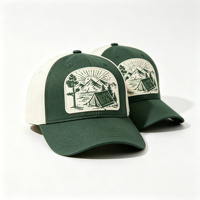 Casquette de soleil à 6 panneaux vintage avec broderie de patch de tente, bicolore, pour homme, pour le camping en montagne, la randonnée et l'aventure en extérieur