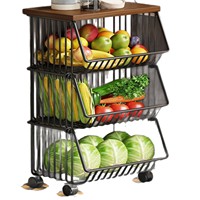 Estante de Cocina para Frutas y Verduras, Moderno, Minimalista, de Pie, con Múltiples Niveles, con Ruedas Móviles, para Almacenamiento de Productos