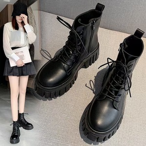 <span class=keywords><strong>Stivaletti</strong></span> Classici da <span class=keywords><strong>Donna</strong></span> in Pelle PU con Plateau, Stile Coreano, Traspiranti, Antiscivolo, con Chiusura a Zip e Lacci, per Autunno e Inverno, Stivali Retrò - Product Image 4
