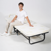 Lit pliant portable haut de gamme avec matelas confortable, lit d'appoint avec roulettes verrouillables pour le bureau et la maison