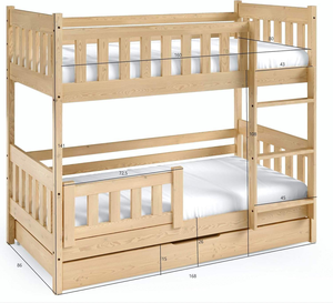 Cama <span class=keywords><strong>Litera</strong></span> Moderna de Madera Maciza con <span class=keywords><strong>Escalera</strong></span>, Protección Anticaídas y Cajón para Colchón, para Dormitorio, Adultos y Niños - Product Image 2