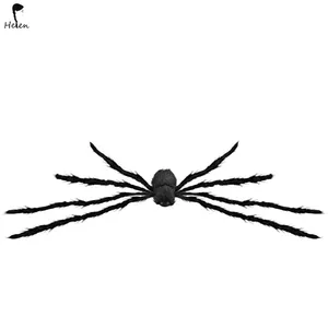 125cm 할로윈 시뮬레이션 거대한 거미 검은 무서운 거대한 거미 보라색 LED 장식 소품 유령의 실내 야외 장식
