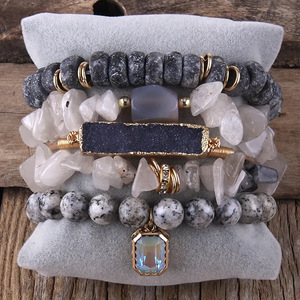 Phụ Nữ Của Thời Trang Bohemia Mô Hình Hình Học Vòng Đeo Tay <span class=keywords><strong>Bangle</strong></span> <span class=keywords><strong>Set</strong></span> 5PC Đá Tự Nhiên Quyến Rũ Ngăn Xếp Đính Cườm Đồ Trang Sức Quà Tặng - Product Image 5