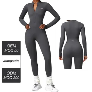 CLT6953 One Piece Seamless Fitness Gym Bodysuits High Impact Workout Half Zipper Yoga Jumpsuits for Women