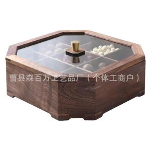 Bandeja octogonal de nogal para frutas con tapa transparente, caja de dulces y soporte de almacenamiento para decoración de mesa de cocina - Product Image 5