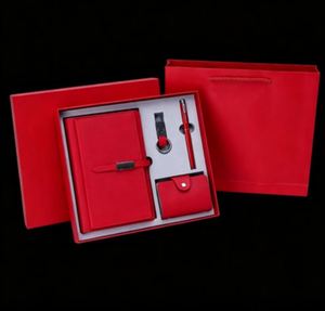 Luxury Journal <b>Notebook</b> for Gift Custom Red Faux Leather Magnetic Diary With Pen Key Chain and Name Card - Product Image 4