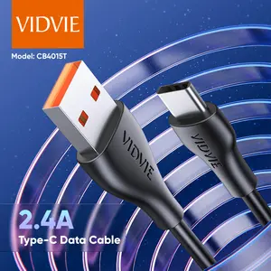 VIDVIE – câble de données de téléphone USB vers type-c PVC 1M blanc noir PVC 2,4 a