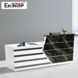 Ekintop moderne en marbre blanc décoration de table de réception de bureau d'accueil