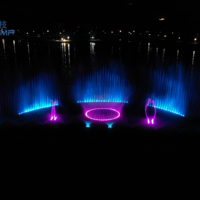 Fontaines d'eau flottantes décoratives d'extérieur avec musique dansante, élégante fontaine décorative d'extérieur