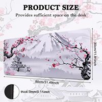 Tapis de souris XXL surdimensionné à motif floral personnalisé, imperméable, antidérapant, avec bordure renforcée