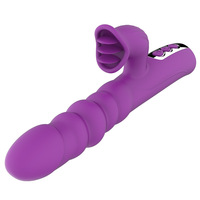 Hochwertiger Doppelfunktions-Teleskop-Leck-Stimulator, Wasserdichter Stoß-Klitoris-Stimulator, Intelligenter Vibrator mit Vibrierender Zunge, Sexspielzeug