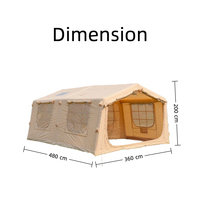 Tente gonflable en coton de 17 m², tente automatique à ossature pneumatique 2 chambres, tente de glamping de luxe avec bâche de protection et port pour climatiseur