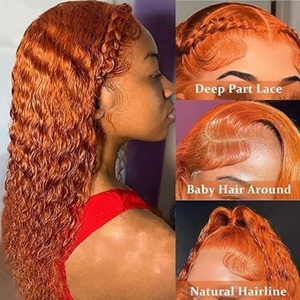 Perruques en cheveux humains 13*6, dentelle HD, densité 200, couleur 350, ondulations bouclées effet eau, baby hair, cheveux humains vietnamiens pour femmes noires - Product Image 3