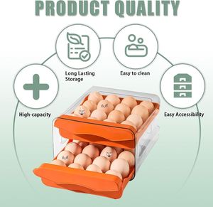 Kitchen Plastic Egg Organizer <b>Fridge</b> Holder with Rotatable 6-Grid Design Eco-Friendly & Durable Flip Top Lids - Product Image 3