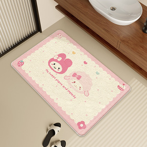 เสื่ออาบน้ำลายการ์ตูนเฮลโลคิตตี้รูปสี่เหลี่ยมผืนผ้าเลียนแบบแคชเมียร์ดูดซับได้ไม่ลื่นสำหรับห้องนอนห้องน้ำใช้ในบ้าน - Product Image 4