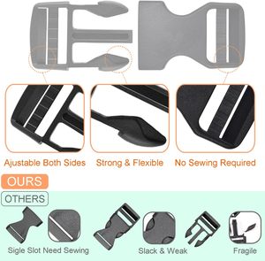<span class=keywords><strong>Boucle</strong></span> de ceinture noire personnalisée, ajusteur de sangle, <span class=keywords><strong>boucle</strong></span> en plastique robuste à dégagement rapide pour accessoire de voyage - Product Image 2