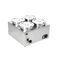 Bain-marie électrique commercial 4L en acier inoxydable 201 à 4 compartiments, machine de maintien au chaud pour buffet avec économie d'énergie