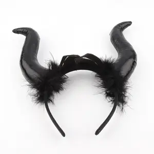 2022 Halloween Zubehör Sexy Kostüm Zubehör PU Leder Cosplay Stirnband Red Devil Horns Haarband