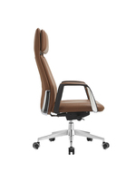 Fauteuil de bureau moderne ergonomique en cuir à dossier haut avec support lombaire réglable et accoudoirs fixes
