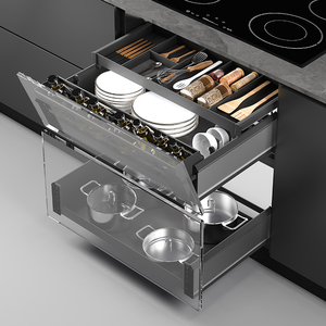 Le panier de rangement pour vaisselle de cuisine est incliné et peut être coulissé sur trois niveaux. Il comprend des paniers à épices pour la cuisine. - Product Image 4