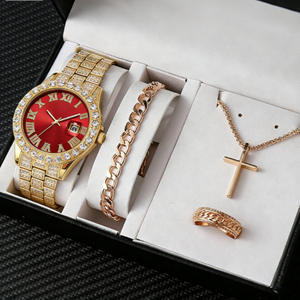Reloj Elegante Plateado con Detalles de Cristal en Toda la Superficie, Esfera Vibrante, Incluye Accesorios de Joyería en Caja de Regalo - Product Image 1