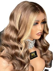 วิกผมคนแท้แท้สีบลอนด์สีน้ำตาลเข้มวิกผมมนุษย์แบบมีลูกไม้ใสพร้อมแถบยางยืด - Product Image 3