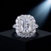 Bague en Moissanite Taille Radiant 3 Carats en Argent Sterling S925, Testée et Certifiée, pour Femme, Idéale pour Demande en Mariage et Fiançailles
