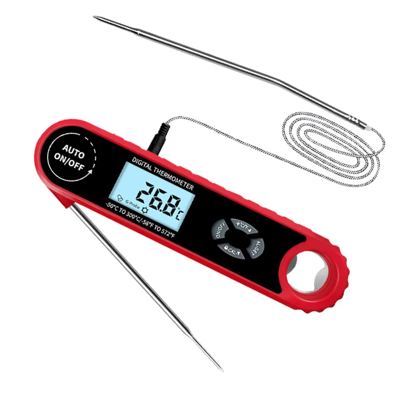 J R Outside Washable Versatile BBQ Grill Thermometer Alarm Kitchen Oven Dual Probe Meat Thermometer For Grilling Cooking
