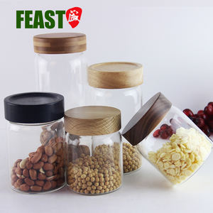 Tarros de almacenamiento de vidrio, tapa de madera, hermética, venta al por mayor - Product Image 5