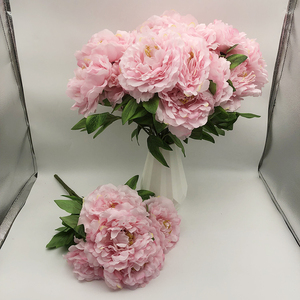 K-0098 autunno arancio peonia foglie e fiori artificiali rosa chiaro peonia fiori finti peonie realistiche per san valentino - Product Image 6