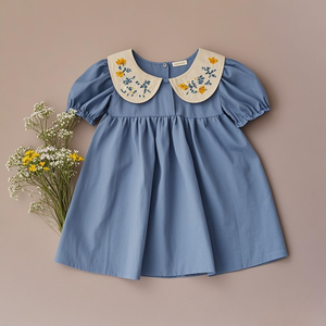 Offre Spéciale enfants fille vêtements manches courtes <span class=keywords><strong>col</strong></span> <span class=keywords><strong>claudine</strong></span> robe, fille d'été Vintage robe broderie personnalisée - Product Image 3
