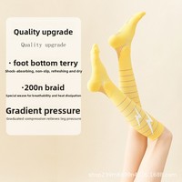 Chaussettes de compression sportives à pression de niveau deux, semelle en tissu éponge, antidérapantes, résistantes à l'usure, anti-frottement, tube long en nylon, pour jeunes, ODM