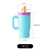 Nouvelle tasse isotherme portable pour enfants de 14 oz avec poignée, double paroi sous vide, anti-fuite, avec paille, pour voiture, thermos pour enfants, logo personnalisé OEM