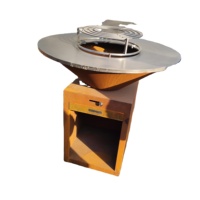 Barbecue moderne en acier corten rouillé, portable, au charbon de bois, pour 3 à 5 personnes, sécurité des flammes, pour la maison, les fêtes en plein air