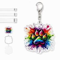Porte-clés personnalisé en acrylique en gros, motif patte arc-en-ciel, breloque animale personnalisée, cadeau pour amoureux des animaux, cadeau personnalisé en gros pour