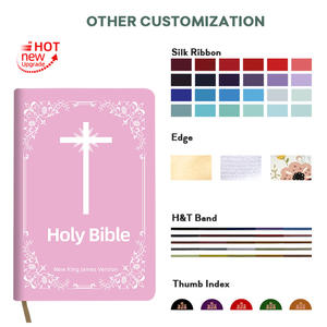 Kustomisasi eksklusif klasik merah muda kulit PU Alkitab baru versi King James desain untuk layanan gereja Kristen Devotional - Product Image 6