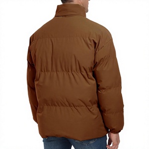 Men's Brown Puffer Jacket Casual Winter <b>Coat</b> Stand Collar Zipper Closure Polyester Wadding Thick Warm Outerwear - Product Image 3