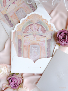 Pochette d'invitation de mariage pour Villa Cora, Florence, <span class=keywords><strong>Italie</strong></span> | Monogramme typographique et gaufré | Bespoke Commission for S & S - Product Image 2
