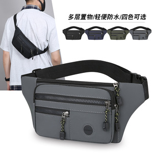 Men's Fanny Pack Multi Layer Waterproof Waist Bag Army Green Casual Outdoor Travel Bag - Product Image 2