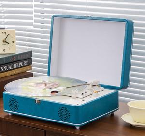 Tocadiscos de Vinilo Retro Vintage de Cuero, Reproductor de Discos LP, Reproductor de Vinilo Tipo Maleta - Product Image 3