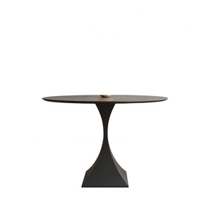 Delifeng <b>Round</b> <b>Dining</b> <b>Table</b> Black Slab Stable Design For Small Spaces Living Room - Product Image 5