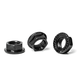 10 unids/bolsa de acero al carbono negro/tuerca de brida hexagonal de acero inoxidable con tuerca métrica de M3-M20 dentada DIN6923 - Product Image 4