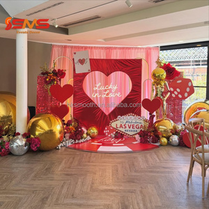 Support de présentation en métal en forme de cœur rouge romantique pour mariage, élégant, vintage, moderne, arche en métal détachable avec tissu pour toile de fond de mariage - Product Image 5