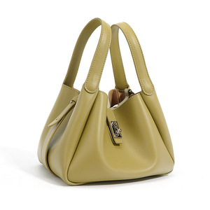 Wholesale Genuine Leather <strong>Basket</strong> Tote Bag Custom Logo <strong>Small</strong> Leather Purse Quiet Luxury Split Leather Bag Minimalist Handbag - Product Image 5