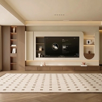 Meuble TV contemporain en noyer avec éclairage LED pour salon, console multimédia, fabrication OEM sur mesure