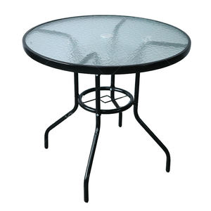 Tavolino Rotondo da Giardino con <span class=keywords><strong>Vetro</strong></span> Effetto Onda, Struttura in Metallo e Ferro, Tavolo da Esterno - Product Image 2