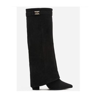 Bottes Western pour femmes à bout pointu, style Shark, avec talon compensé repliable, mi-mollet, imperméables, qualité supérieure, directement de l'usine
